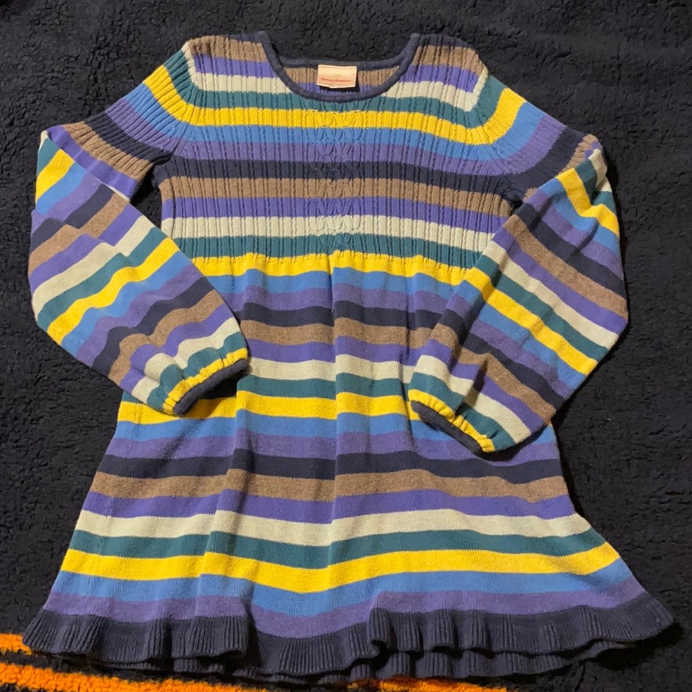 Hanna Anderson Striped Multicolor Kids Sweater Dress